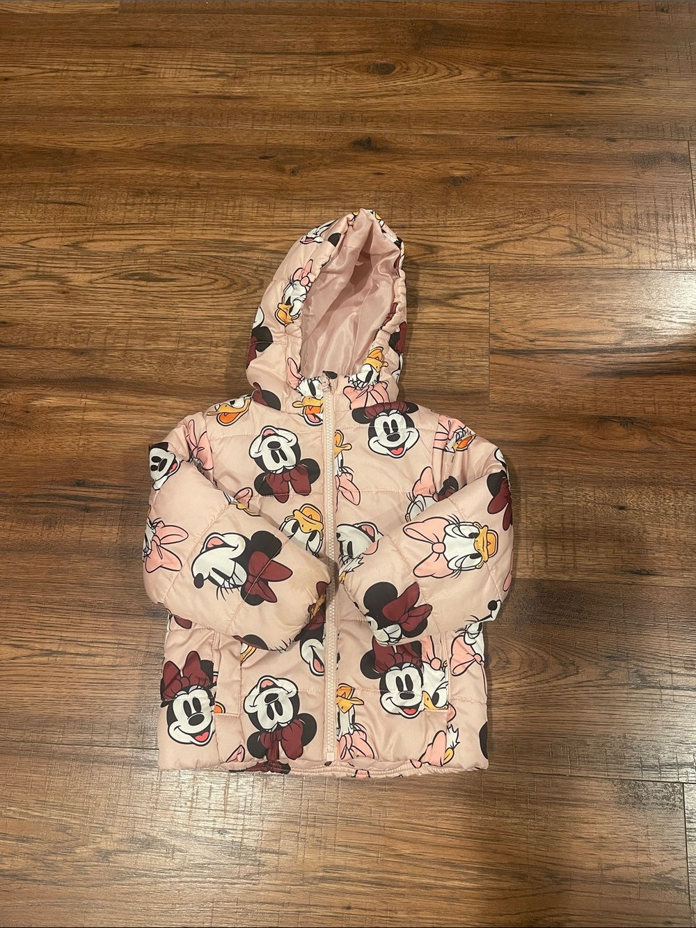 3T Disney Pink Minnie & Daisy Hooded Puffer Jacket for Kids